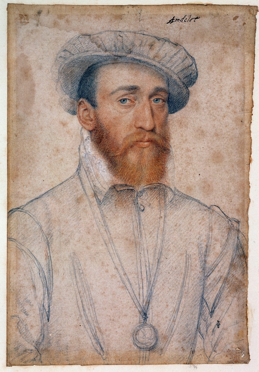 Francois de Coligny, Andelot urának (1521-1569) portréja. Clouet Francois (1515-1572) Vér és fekete követ rajzolása alkotó: François Clouet