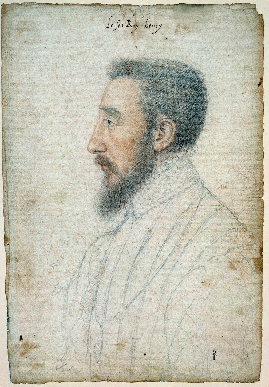 Henrik francia király (1519-1559) portréja, 1547 körül. Clouet Francois (1515-1572) vért és fekete követ rajzol. alkotó: François Clouet