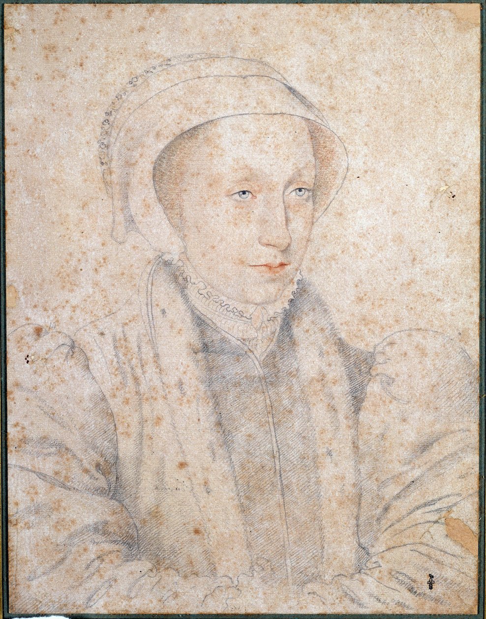 Marie Stuart Agee (1542-1587), Franciaország és Skócia királynője portréja Francois Clouet (1515-1572) rajza a la sanguine 16. században. Musee Conde, Chantilly alkotó: François Clouet