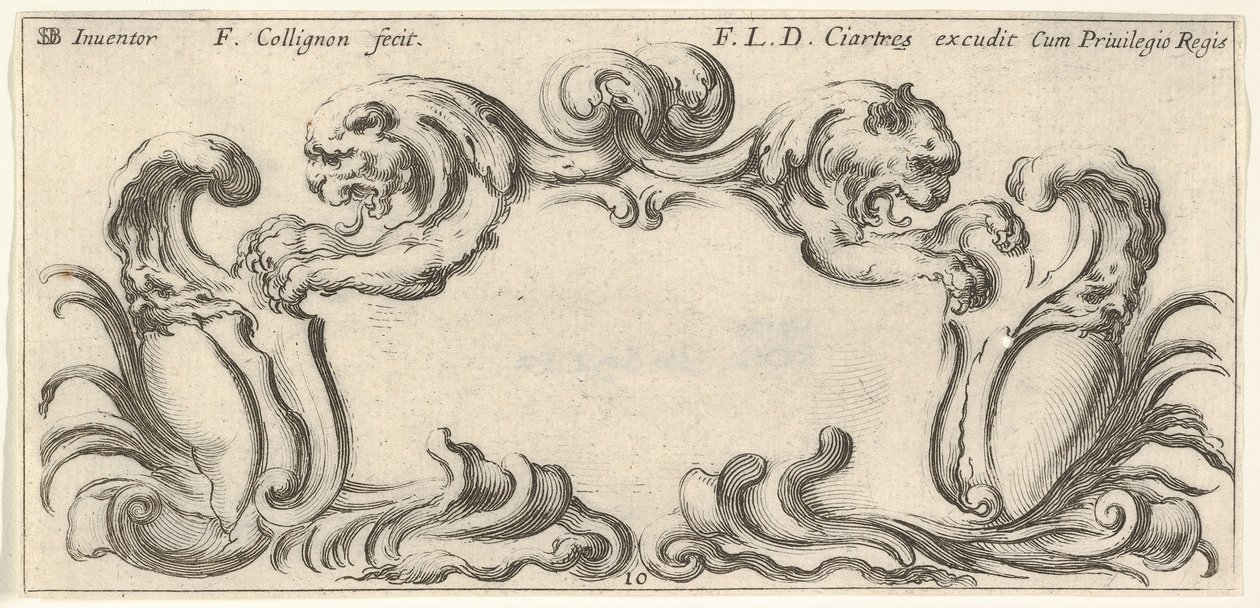 10. tábla: egy karton két oroszlán fejével profilban balra és jobbra t..., kb. 1640-45. alkotó: Francois Collignon