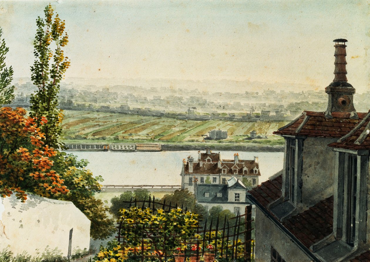 Kilátás a Szajnára Saint Cloud magaslatáról, 1791 alkotó: Francois Debret