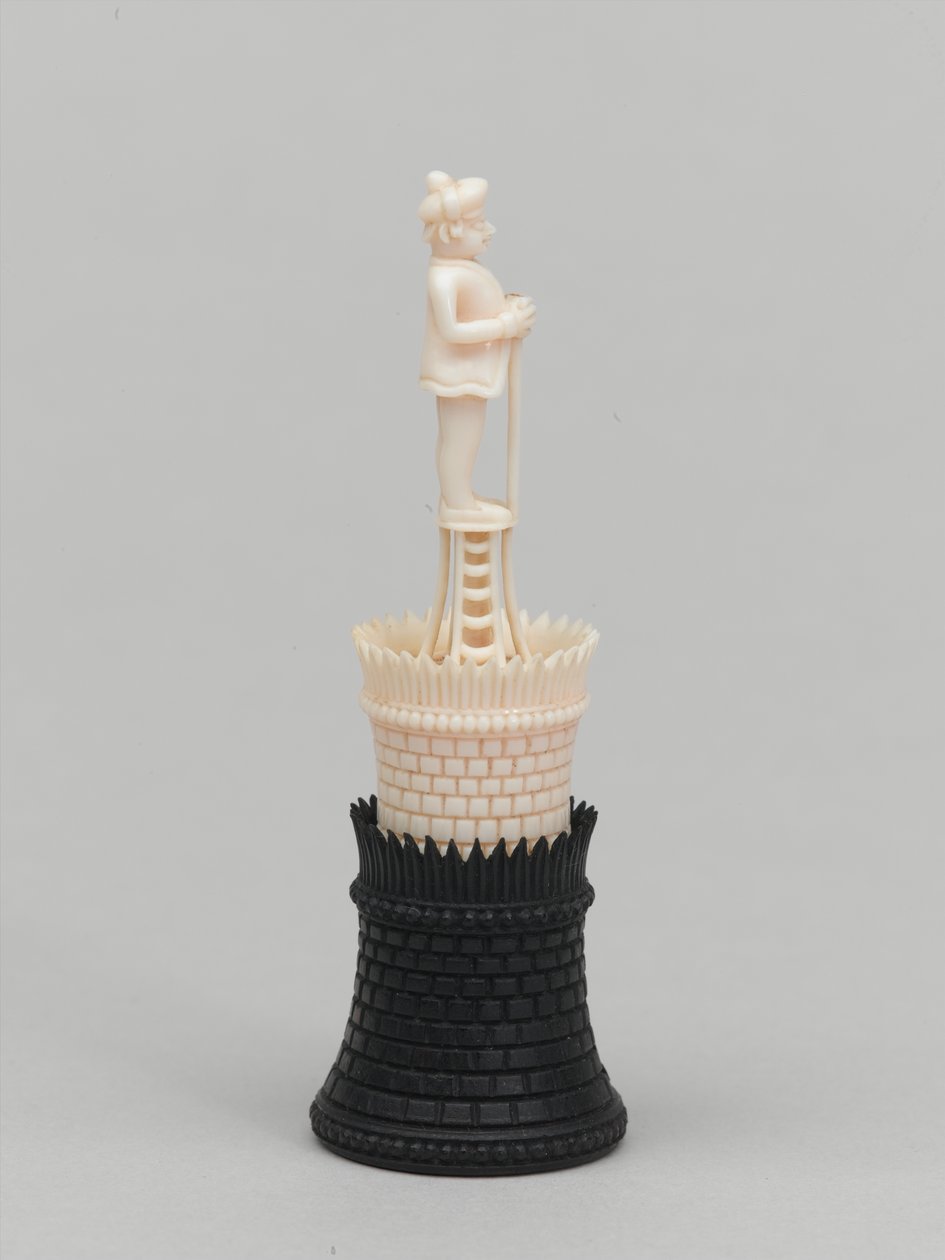 Fekete bástya, sakkfigura, India, 1820 körül alkotó: Francois Dubois