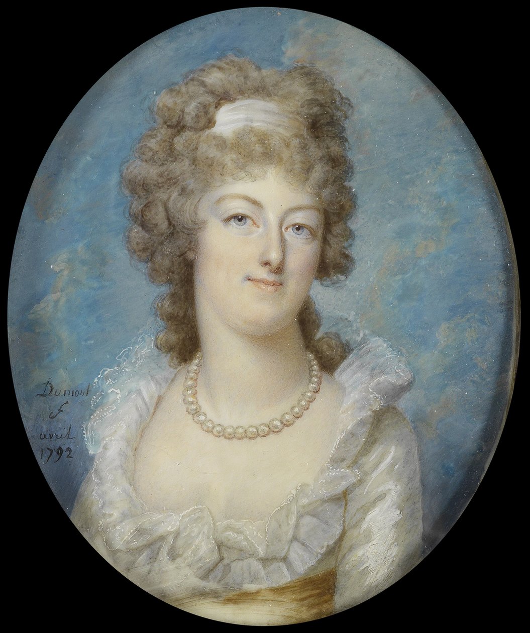 Marie Antoinette királynő portréja gyöngy nyaklánccal, 1792 alkotó: Francois Dumont
