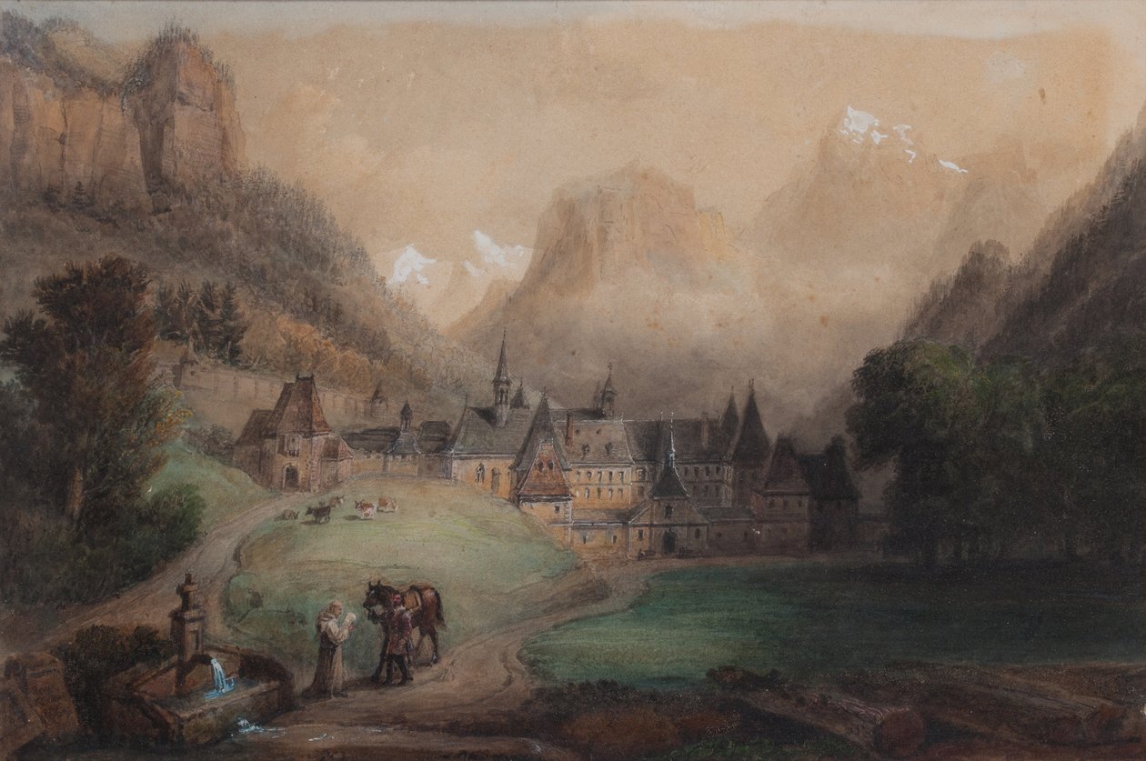 La Grande Chartreuse 1869 (akvarell papíron) alkotó: Francois Edme Ricois