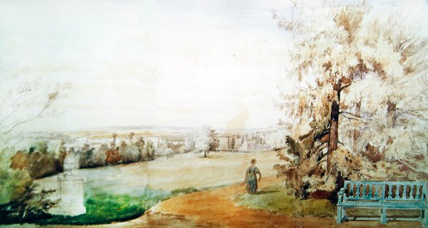 Kilátás Monsieur Geruin parkjára Marly-le-Roiban, 1837 (wc papíron) alkotó: Francois Edme Ricois