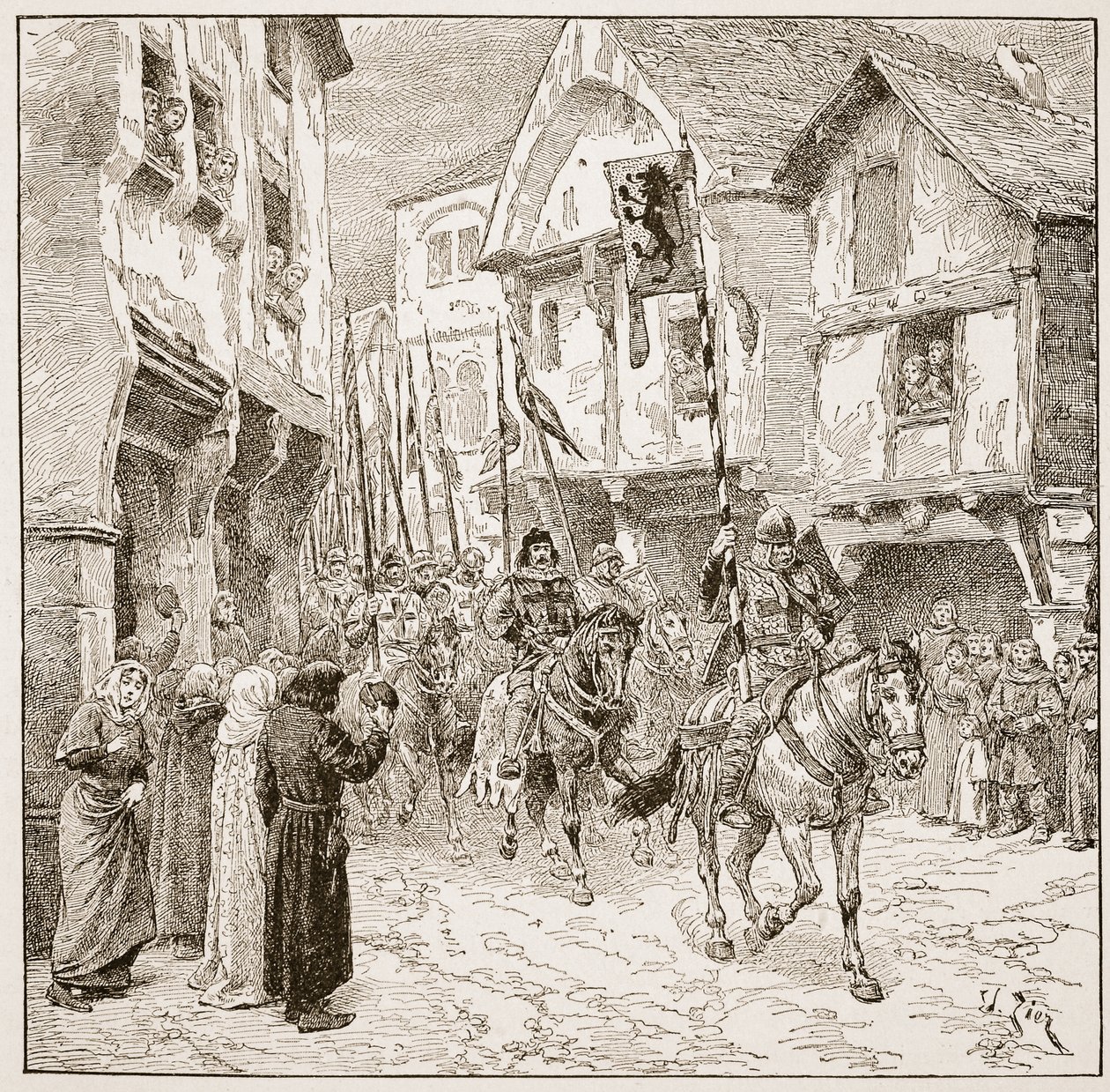 Robert herceg elutazása a Szentföldre, illusztráció a „The Church of England: A History for the People” című könyvéből, H.D.M. Spence-Jones, kocsma. 1910 körül (szépia fotó) alkotó: Francois Edouard Zier