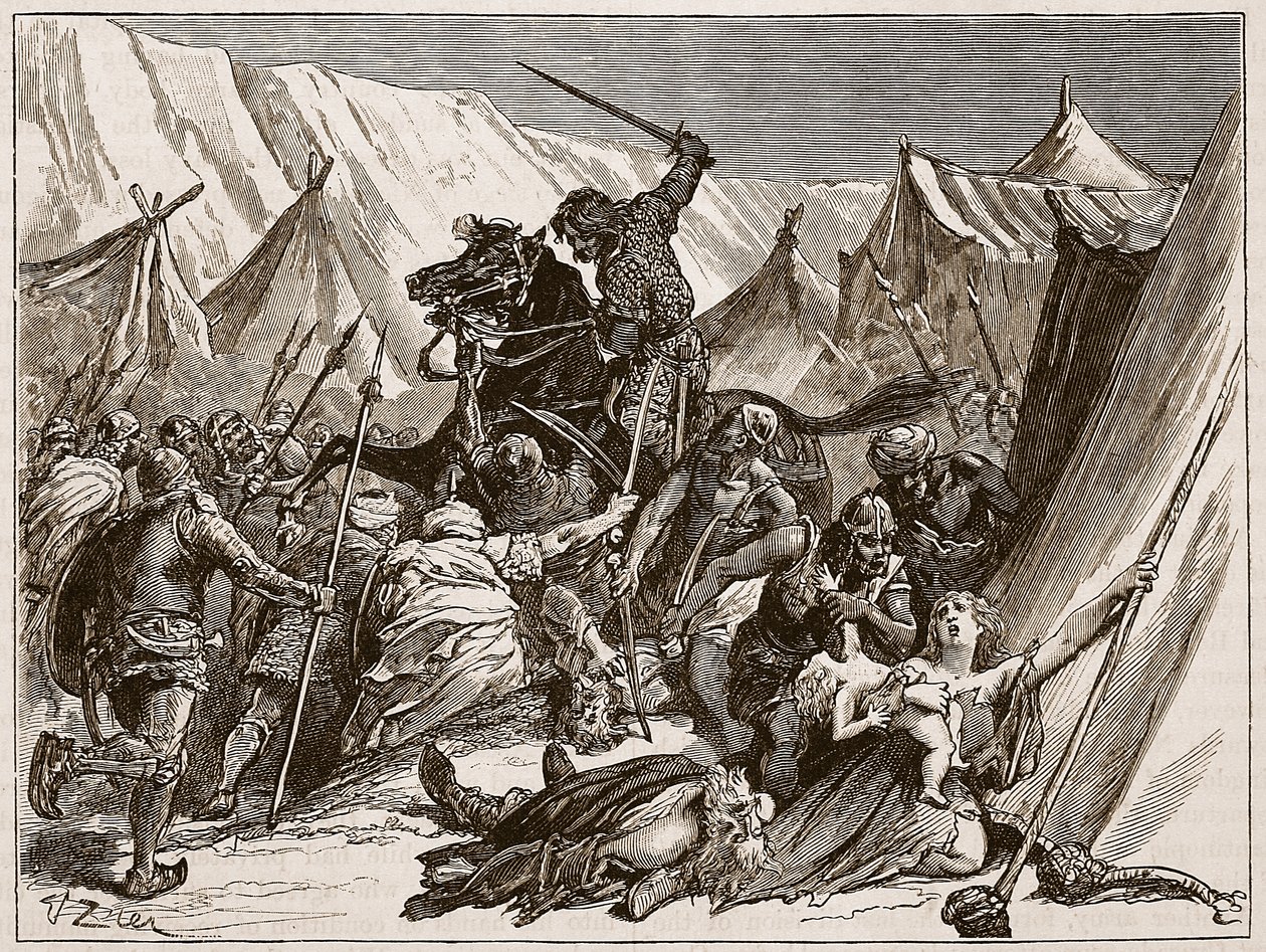 Normandiai Robert a keresztes lovagokat összegyűjti, illusztráció a „Cassell illusztrált angliai történelméből” (szépia fotó) alkotó: Francois Edouard Zier