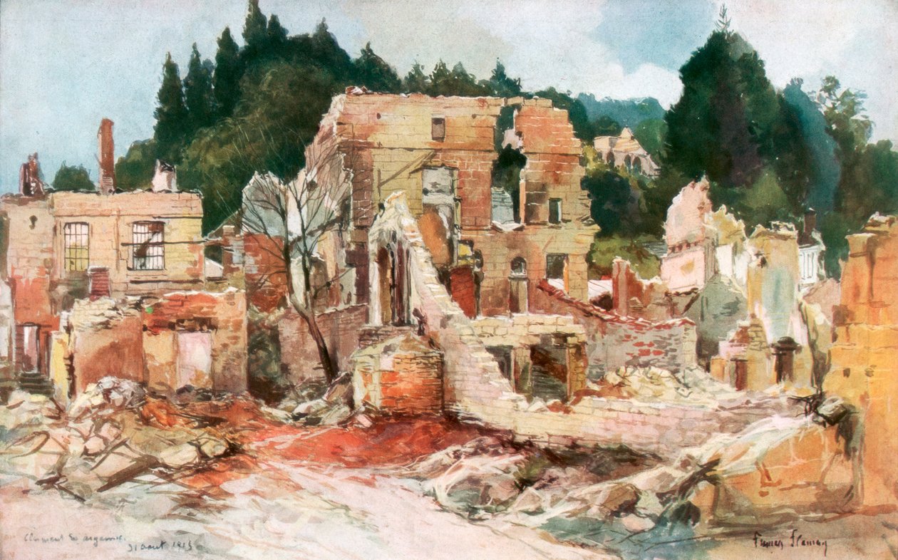 Clermont-en-Argonne, Franciaország, 1915. augusztus, 1926. alkotó: Francois Flameng
