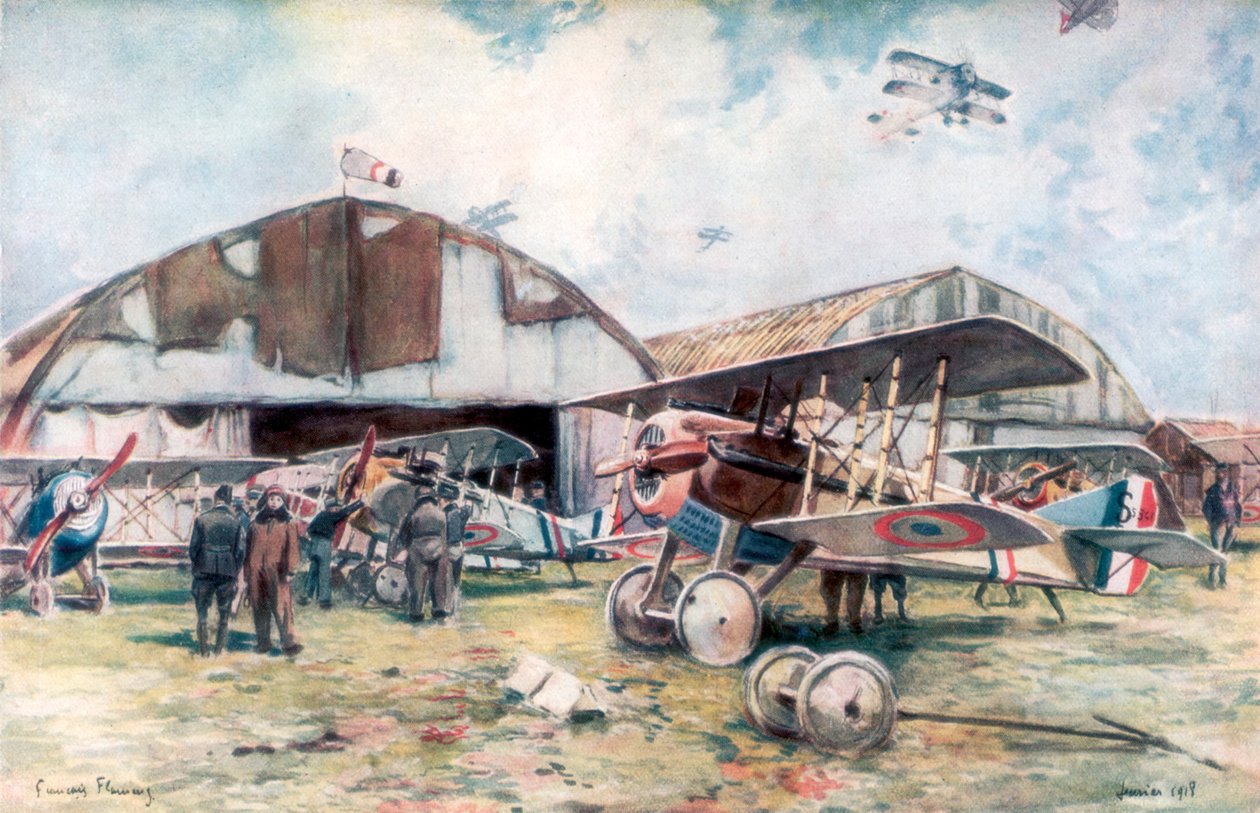 A francia vadászrepülőszázad repülőtere, 1918, 1926. alkotó: Francois Flameng