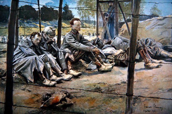Német tisztek a szövetségesek támadása során, az első somme-i csata során, 1916 júliusában (színes litho) alkotó: Francois Flameng