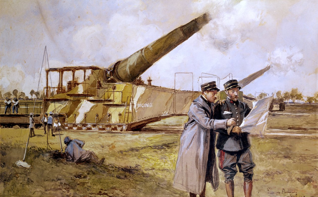 Nehéztüzérség a vasúton, 1916. október alkotó: Francois Flameng