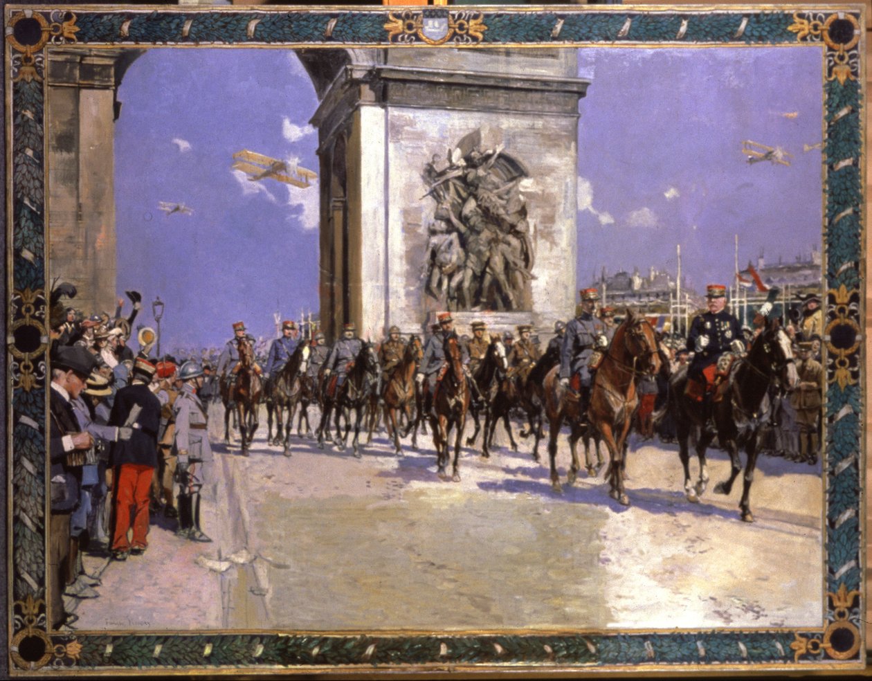 Történelem. Franciaország. Első világháború. Győzelmi parádé Párizsban, július 4-én alkotó: Francois Flameng