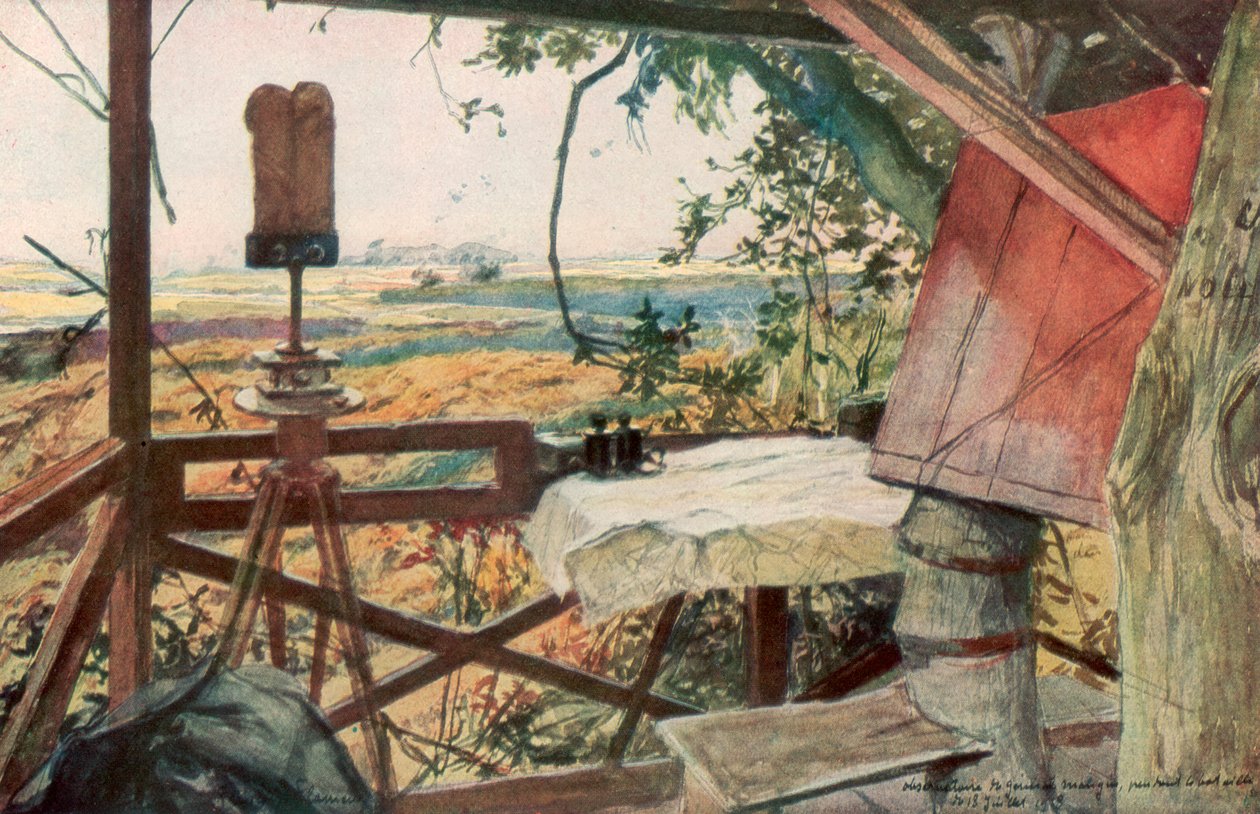 Mangin tábornok megfigyelőhelye, 1918. július 18., Villers-Cotterets, Aisne, Franciaország, 1926. alkotó: Francois Flameng