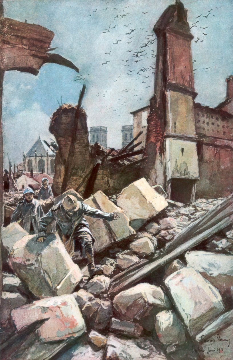 Verdun régi falain, Franciaország, 1916. június, 1926. alkotó: Francois Flameng
