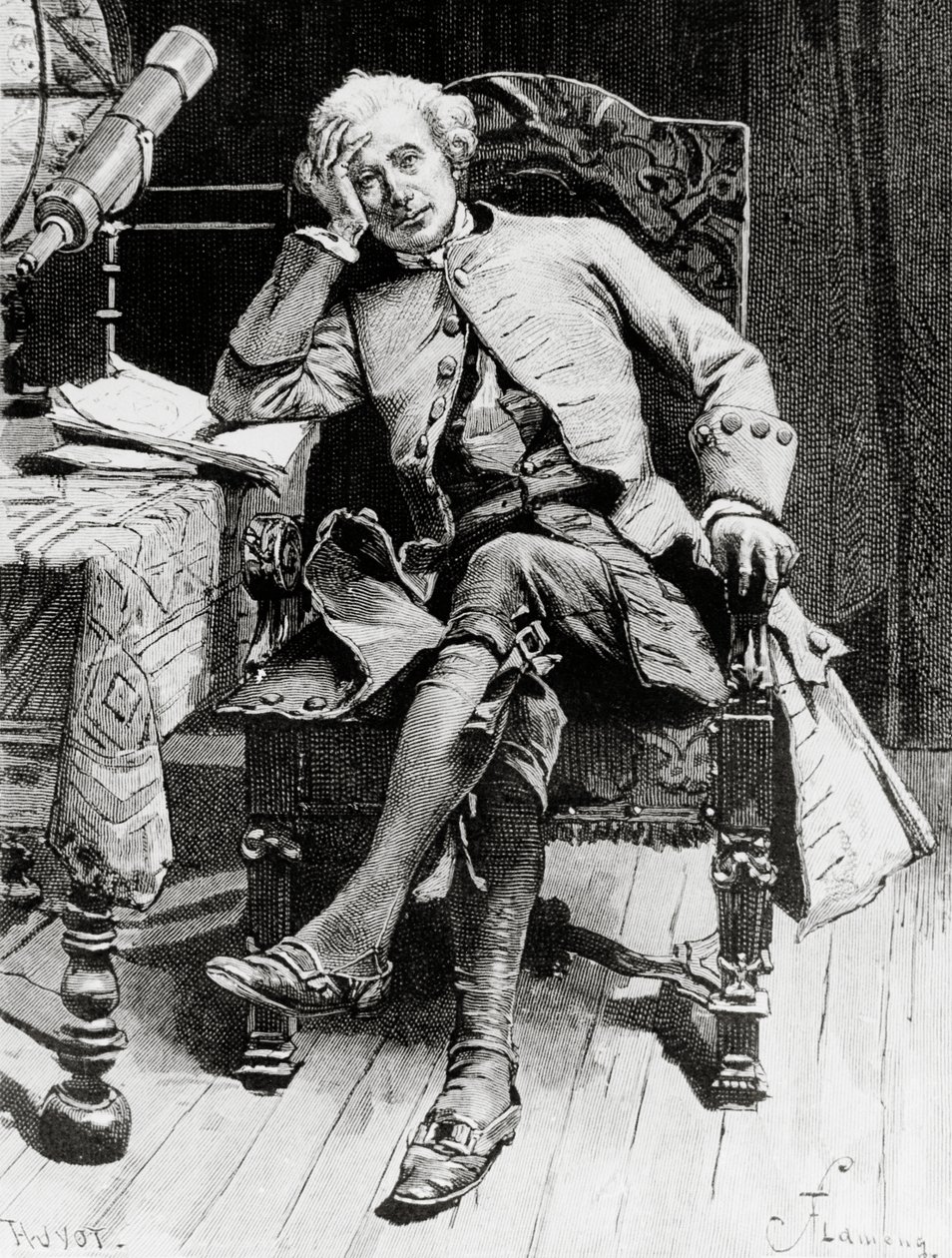 Guy Mannering portréja, Guy Mannering vagy Asztrológus főszereplője, Walter Scott (1771-1832) regénye, metszet Francois Flameng (1856-1923) rajza alapján, párizsi kiadásból alkotó: Francois Flameng