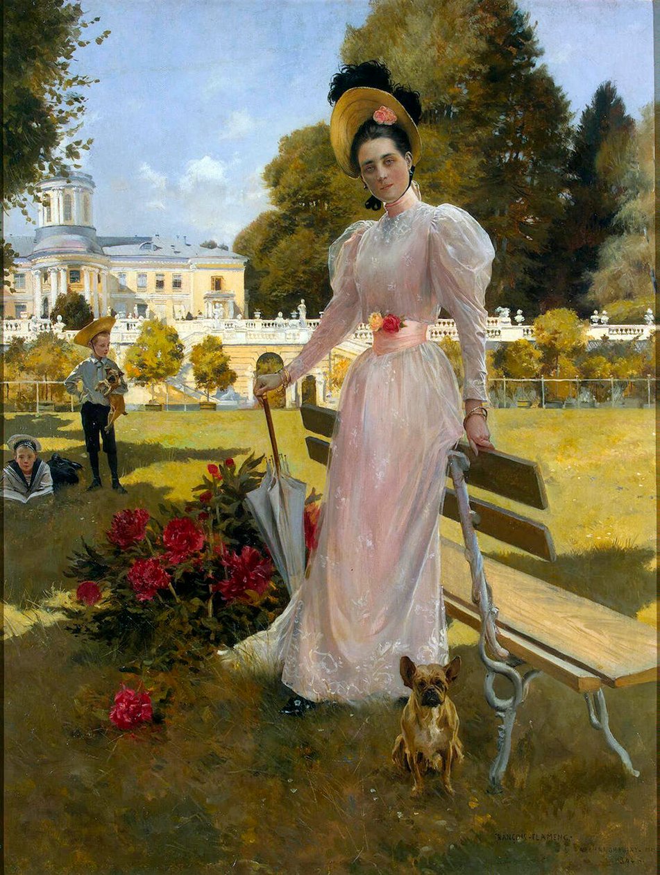 Zinaida Jusupova hercegnő portréja két fiával Arhangelszkoje-ban, 1894. alkotó: Francois Flameng