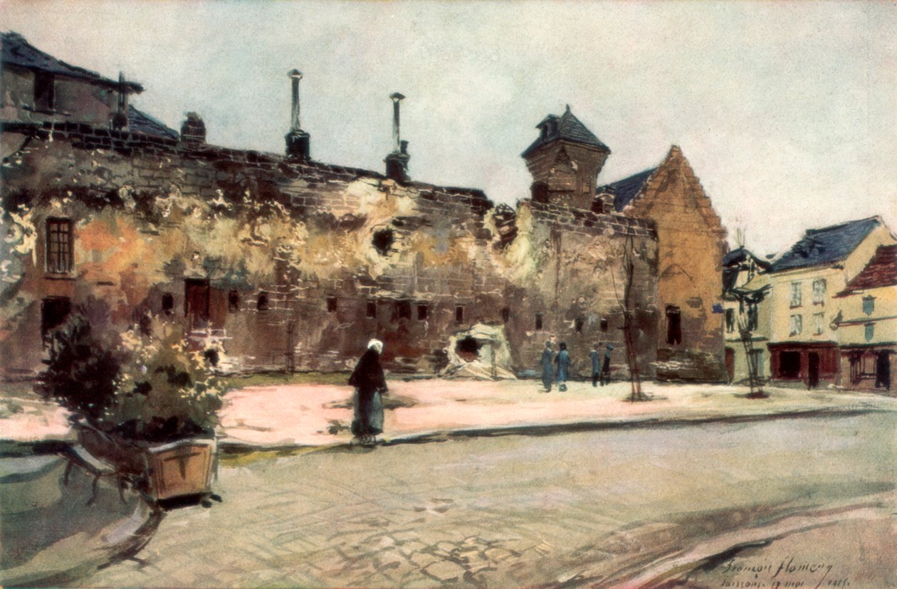 A soissonsi laktanya, Franciaország, 1915, 1926. alkotó: Francois Flameng