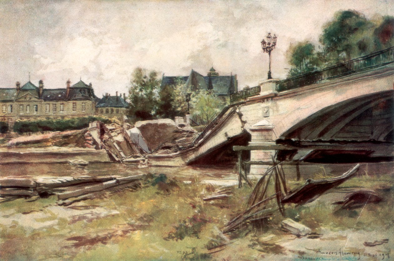 A híd az Aisne-nél, Franciaország, 1915, 1926. alkotó: Francois Flameng