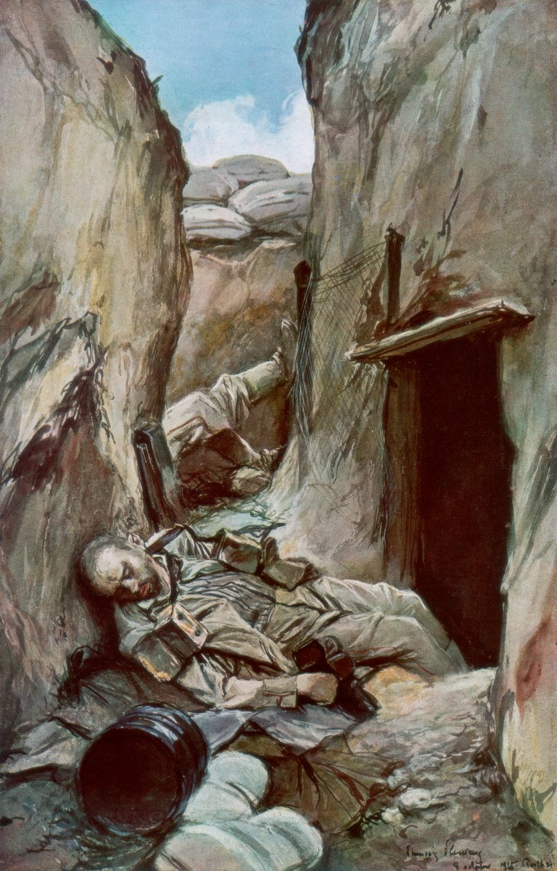Perthes meghódított árkai, Champagne, Franciaország, 1915. október, 1926. alkotó: Francois Flameng
