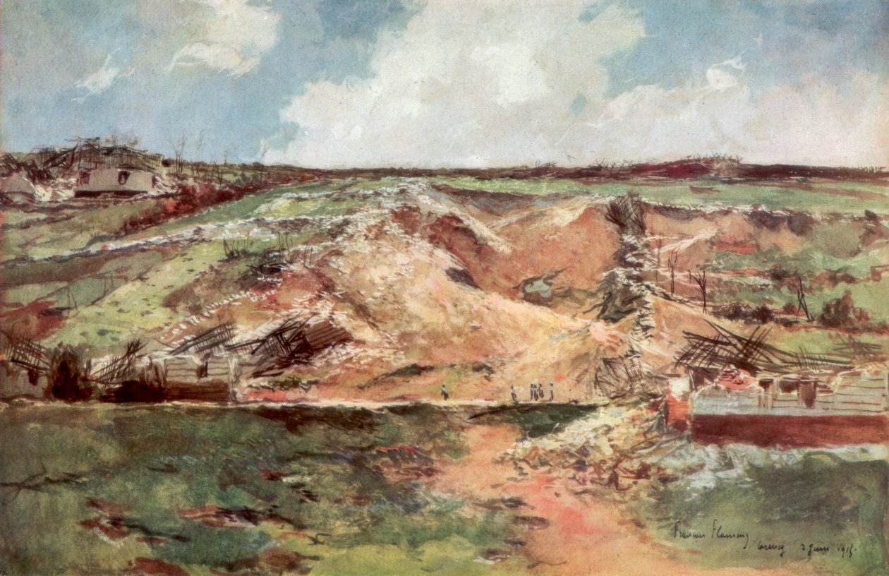 The Funnel of Carency, Artois, Franciaország, 1915. június, 1926. alkotó: Francois Flameng