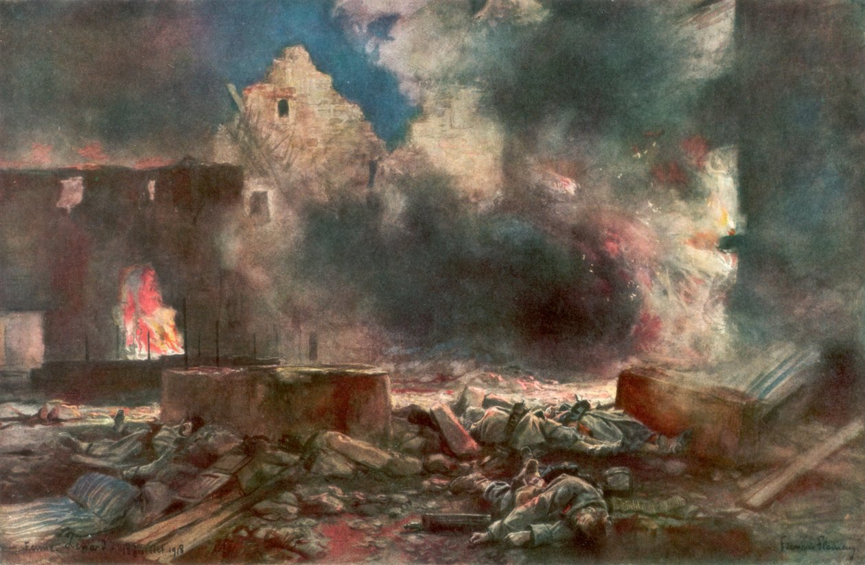A Lessard farm, Marizy és Neuilly Saint Front között, Franciaországban, 1918. július 18-án, 1926. alkotó: Francois Flameng