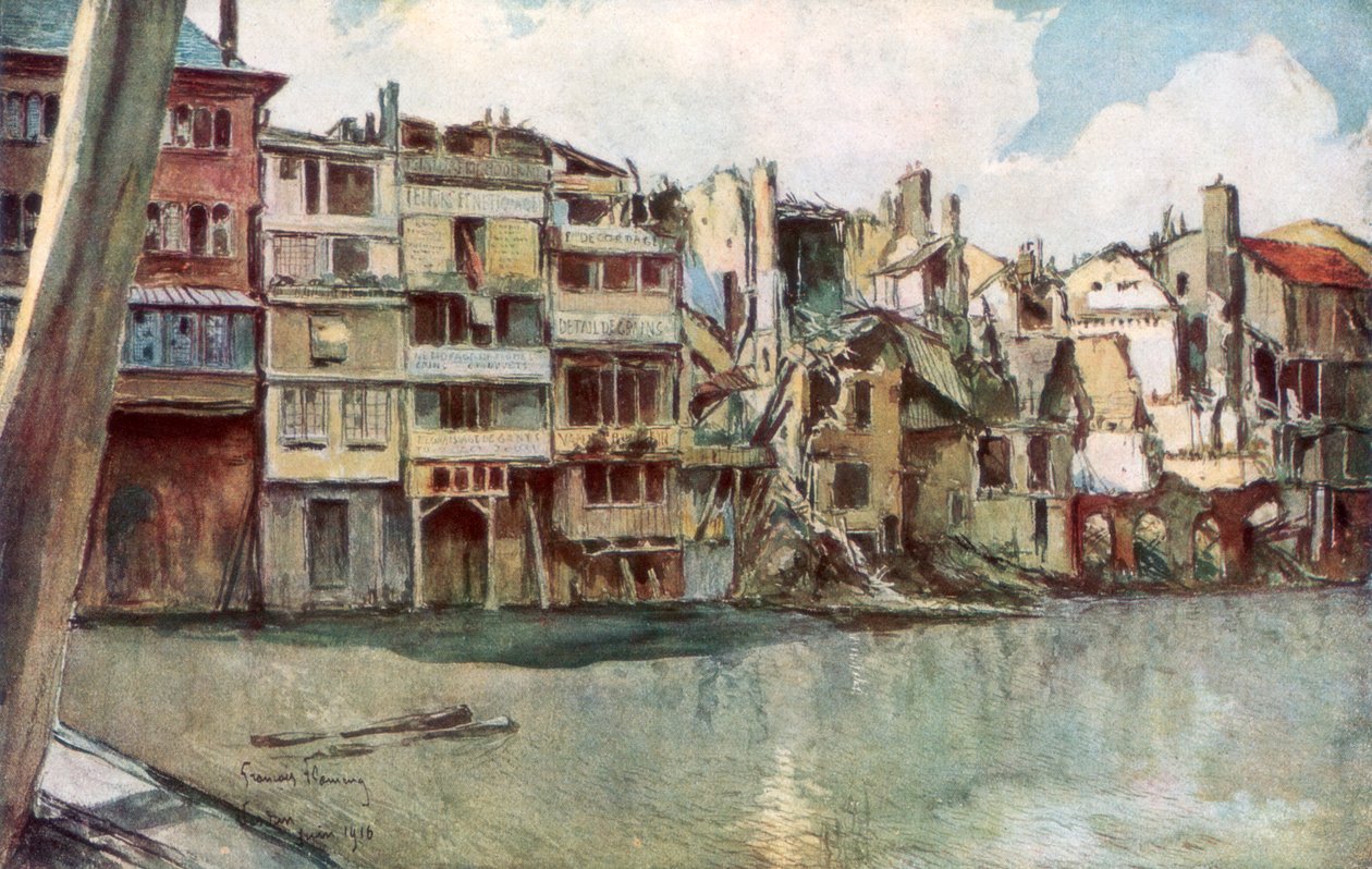 A Meuse folyó, Verdun, Franciaország, 1916. június, 1926. alkotó: Francois Flameng