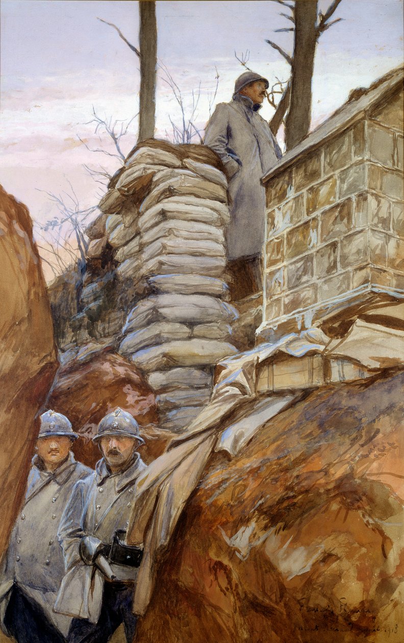 A Mont Renault kilátó (1918. április). Francois Flameng festménye (1856-1923) alkotó: Francois Flameng