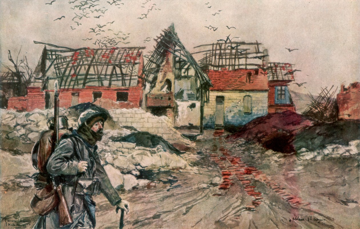 Ablain-Saint-Nazaire romjai, Artois, Franciaország, 1915. december 18., 1926. alkotó: Francois Flameng