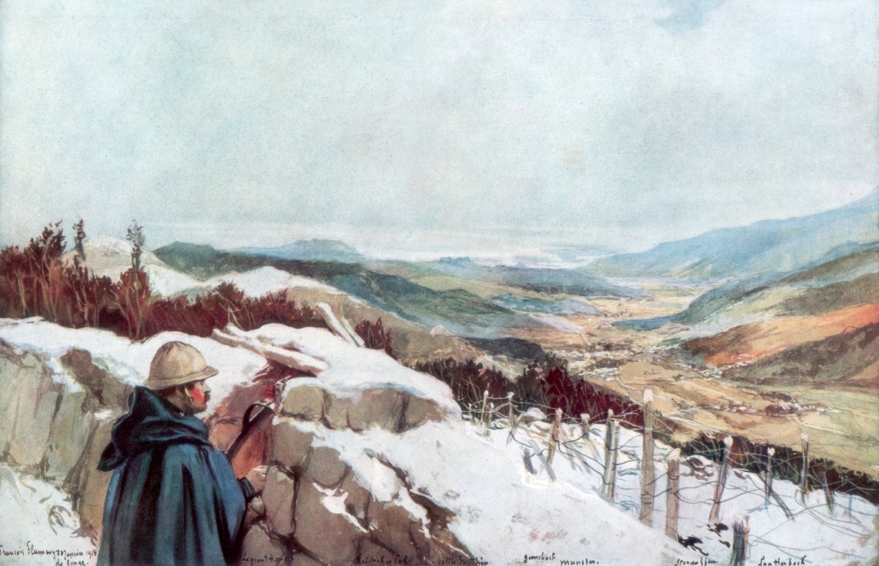 A Munster-völgyre néző árkok a távolban a Rajnával, 1916. január, 1926. alkotó: Francois Flameng