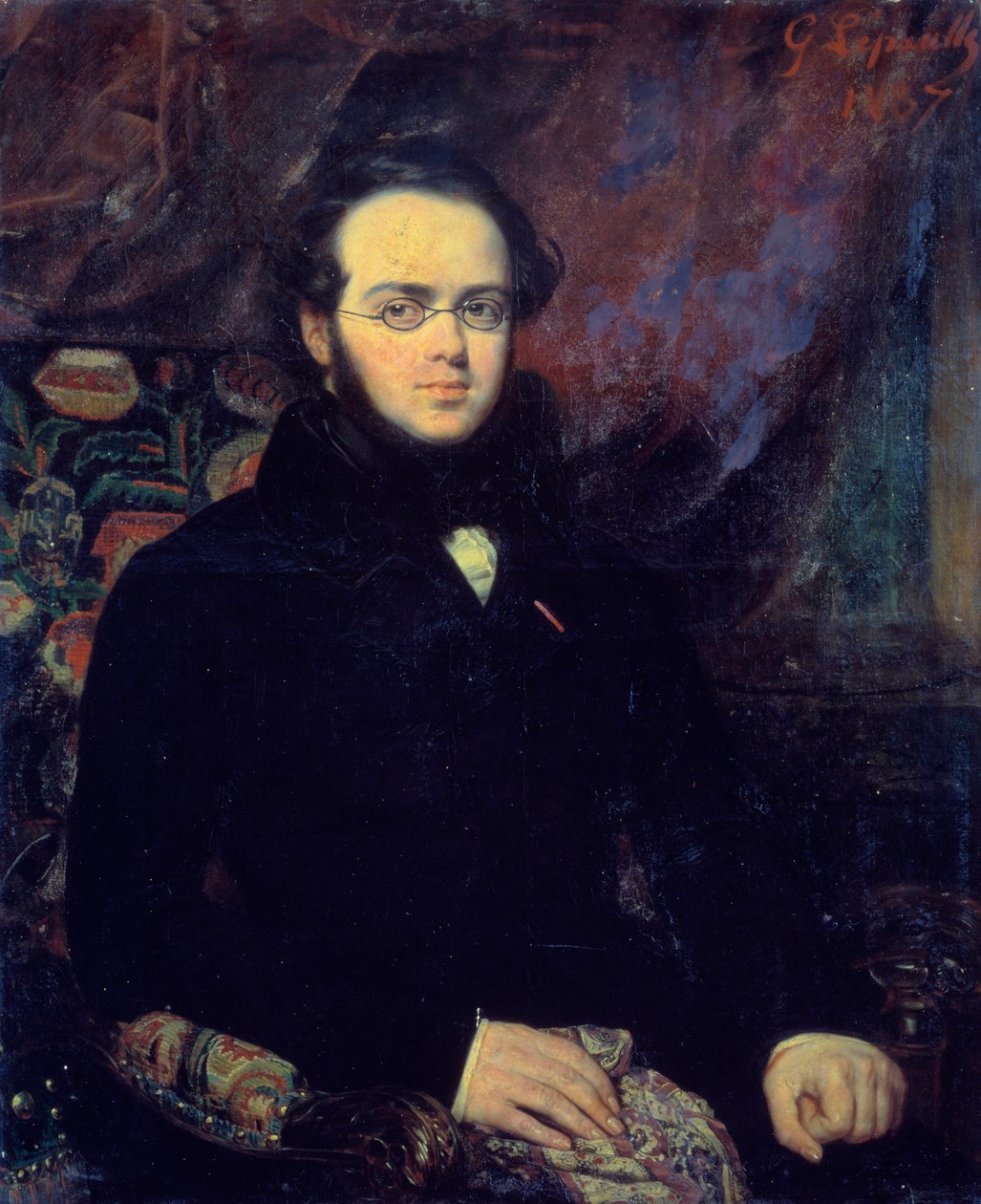 Jacques Fromental, Levy dit Halevy (1799-1862) francia zeneszerző portréja Szemüvegével pózol. Francois Gabriel Lepaulle (1804-1886) festménye 1837 Párizs, Opera Könyvtára – Jacques Fromental Levy francia zeneszerző portréja, Hale alkotó: Francois Gabriel Guillaume Lepaulle
