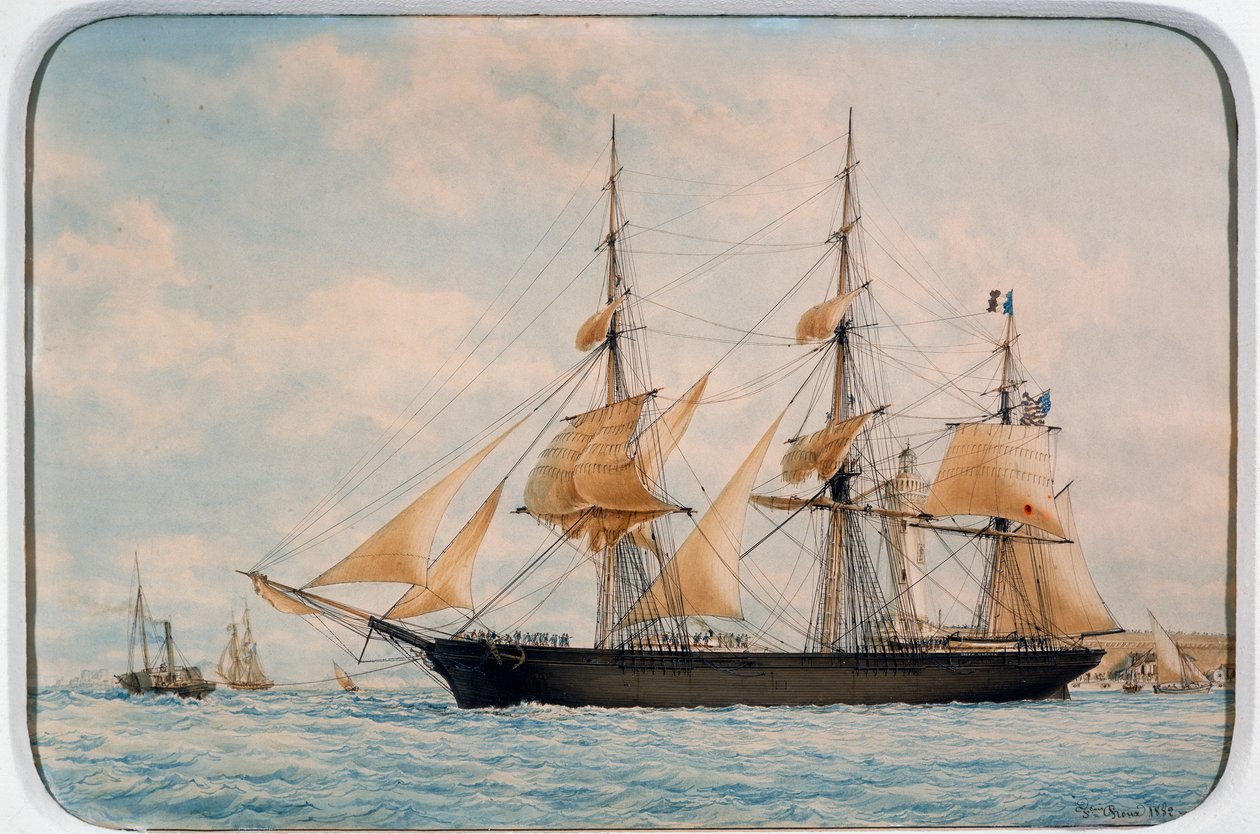 New York Ocean Herald nyírógép, Francois Roux (1811-1882), akvarell alkotó: Francois Geoffroy Roux