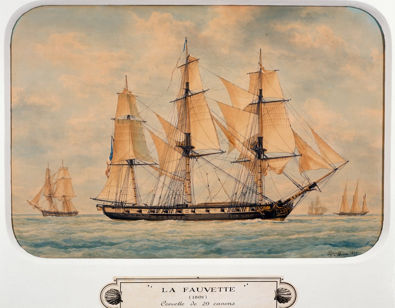 A Fauvette korvett, Francois Roux (1811-1882), akvarell, Franciaország alkotó: Francois Geoffroy Roux
