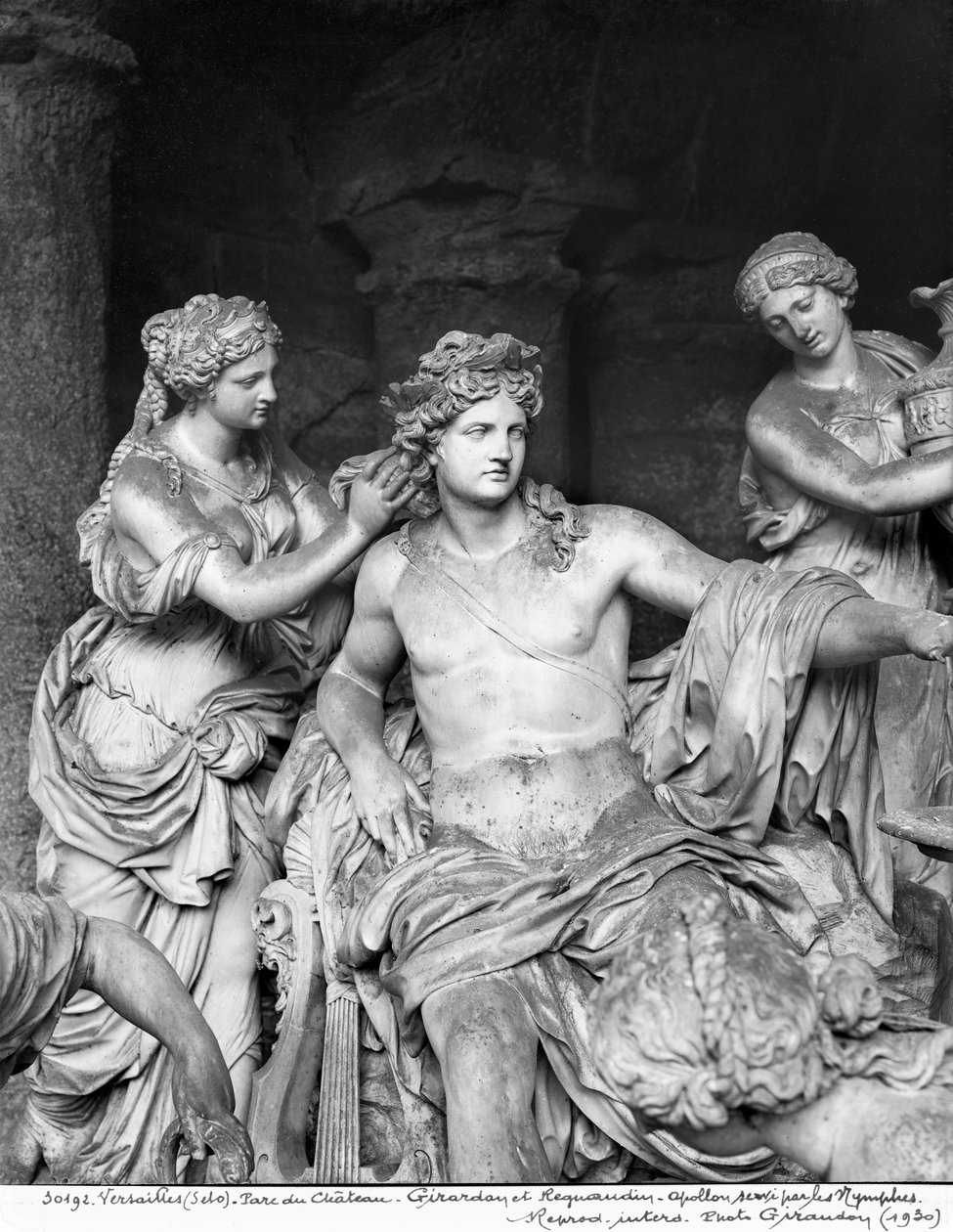 Apollón, akit a nimfák gondoznak az Apollo-fürdő ligetében, Thomas Regnaudin (1622-1706) közreműködésével végezték ki 1666-75 (részlet) (lásd: 242847, 242849) (márvány) alkotó: Francois Girardon