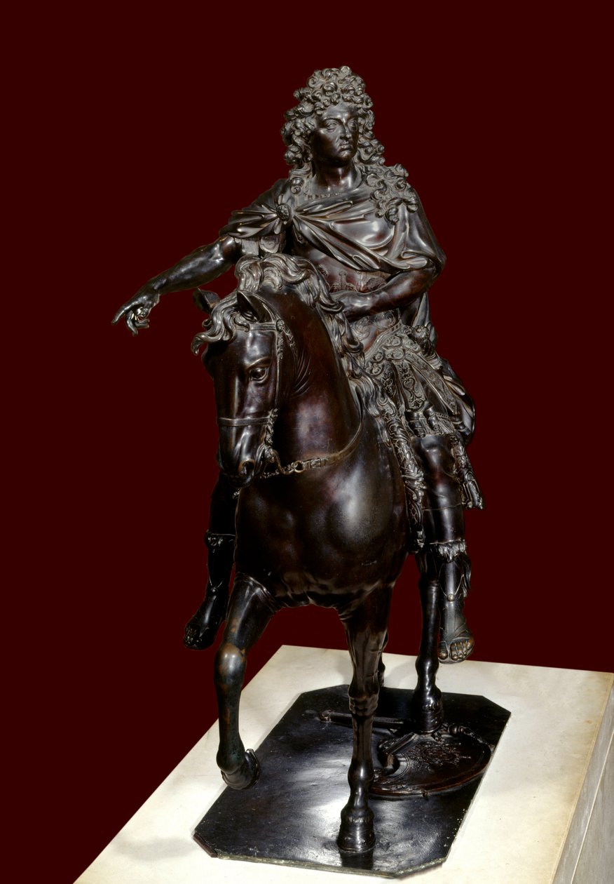 XIV. Lajos király (1638-1715) lovas szobra elveszett viaszos olvadt bronzból - Francois Girardon (1628-1715) szobra alkotó: Francois Girardon