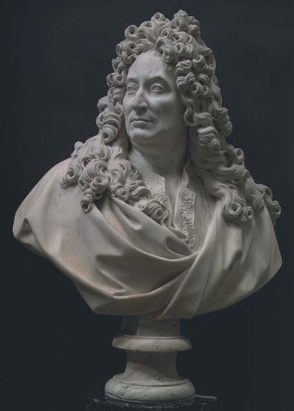 Nicolas Boileau (1636-1711) portré mellszobra (márvány) alkotó: Francois Girardon