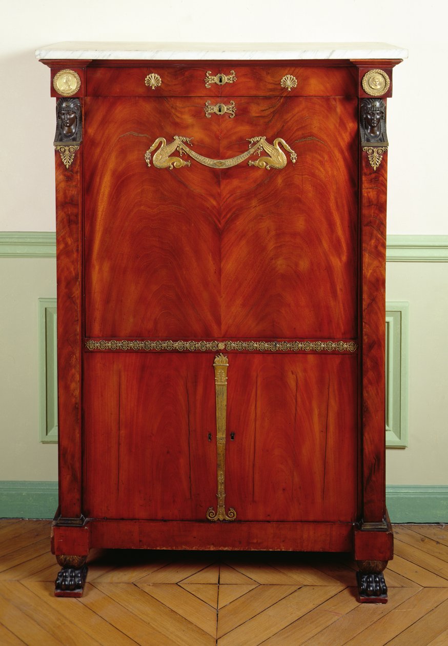 Íróasztal fedővel (arany, mahagóni, márvány és bronz) alkotó: Francois H. G. attr. to Jacob Desmalter