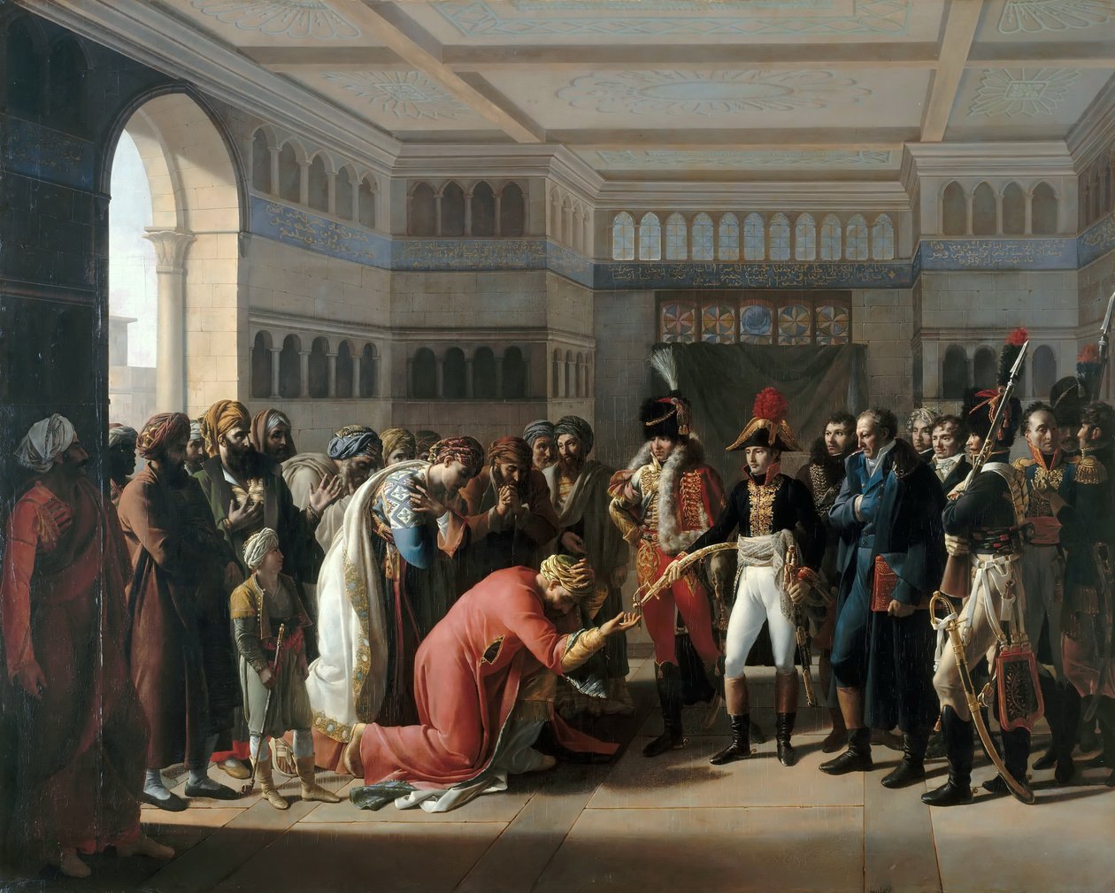 Bonaparte 1798 júliusában ajándékozza a szablyát Alexandria katonai parancsnokának alkotó: Francois Henri Mulard