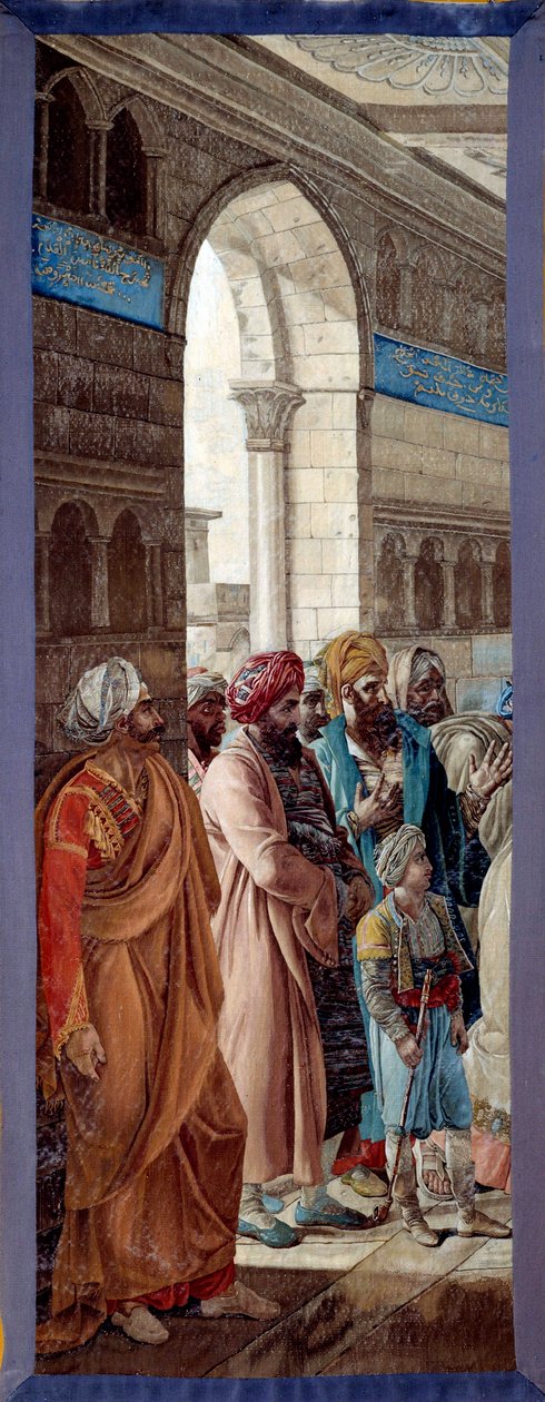 Egyiptom hadjárata (expedíciója) (1798-1801): Bonaparte Napóleon tábornok kardot ajándékoz Mohammed El Koraim katonai főnöknek, Alexandria kormányzójának, hogy tisztelje azt az értéket, amellyel városát megvédte és hivatalában megerősítette 3 és 3 között. alkotó: Francois Henri Mulard