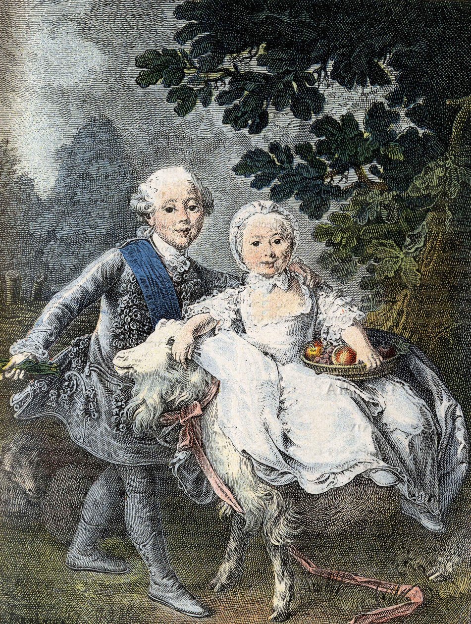 Artois grófja gyermeke (X. Károly leendő királya) (1757-1836) és nővére, Marie Clotilde Xavière (Szardínia leendő királynője) (1759-1802) - 1764-ben képviselve. 19. századi metszet François Hubert Drouais festménye után. alkotó: Francois Hubert (manner of) Drouais