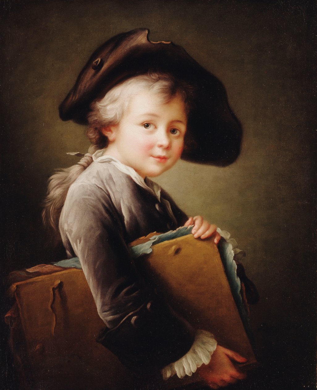 Egy fiatal fiú portfólióval, 1760 alkotó: Francois Hubert Drouais