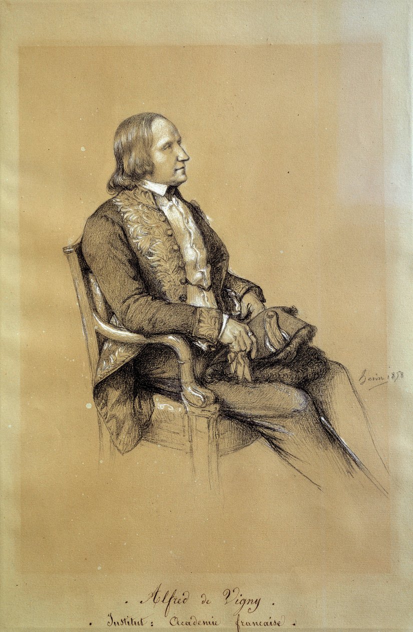 Alfred de Vigny (1797-1863) francia író, drámaíró és költő portréja. Francois Joseph Heim (1787-1865) rajza alkotó: François Joseph Heim