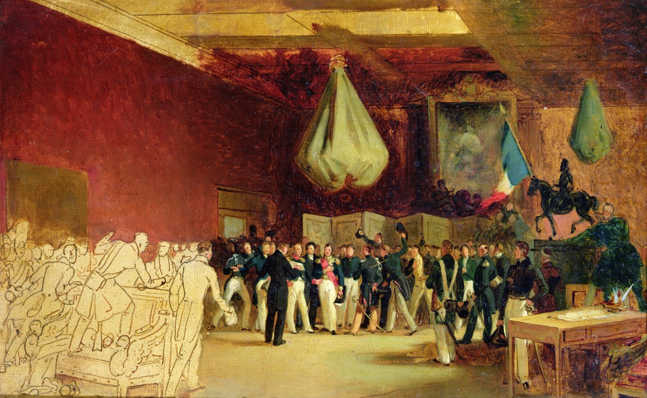A képviselőház a királyi palotában bemutatja I. Lajos Fülöp (1773-1850) orléans-i hercegnek a trónra hívó aktust és az 1830-as Chartát a királyi palotában, 1830. augusztus 7-én. alkotó: François Joseph Heim