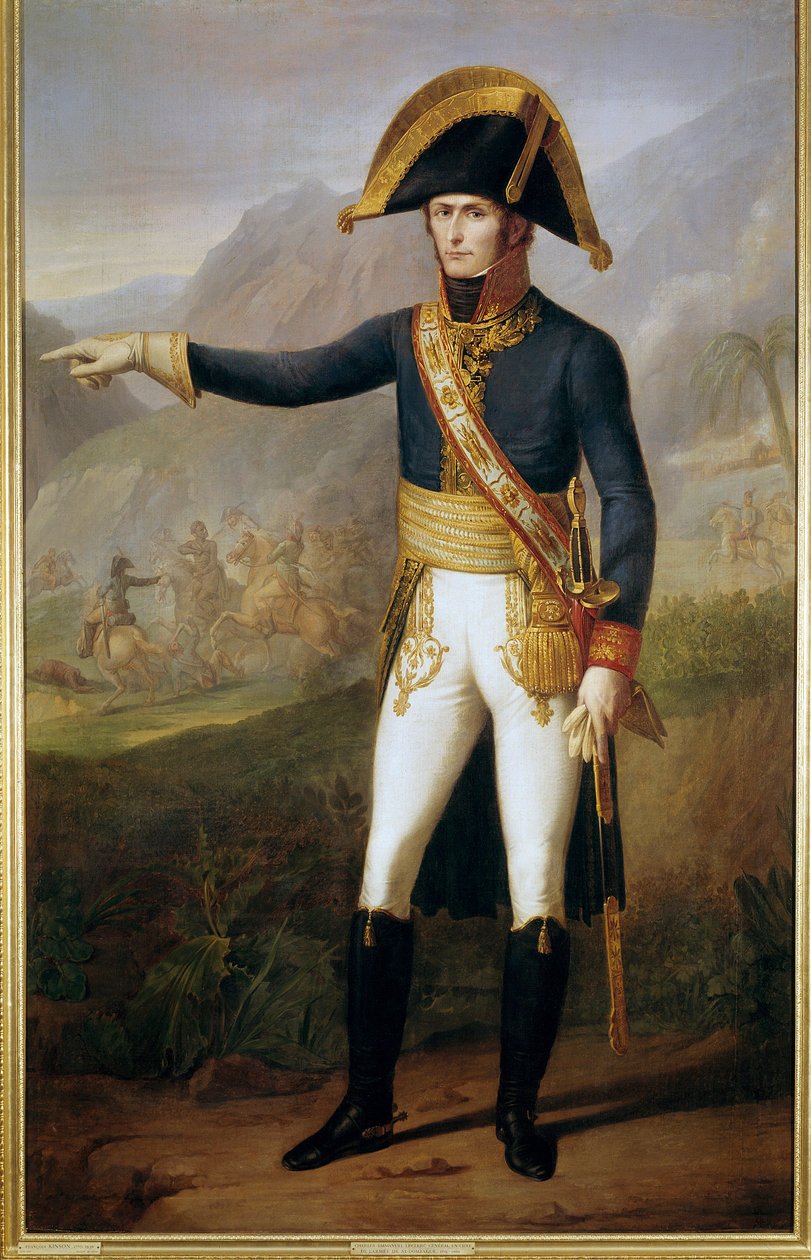 Charles Emmanuel Leclerc (1772-1802), a Santo Domingo-i hadsereg tábornokának egész alakos portréja Francois Joseph Kinson (1770-1839) vagy Kinsoen festménye. 1804 V. 2,07 x 1,27 m – Charles Emmanuel Leclerc (1772-1802), az arborászat tábornokának egész al alkotó: Francois Josephe Kinson