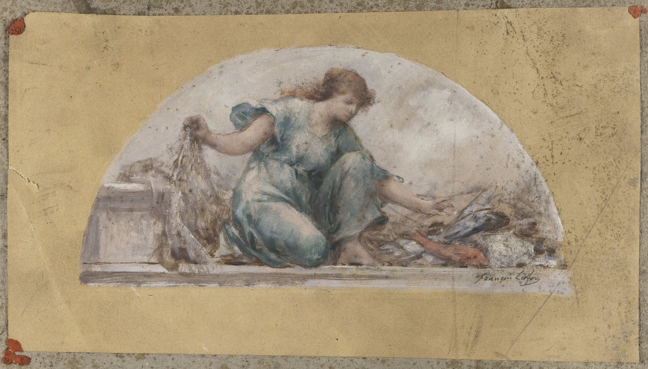 A párizsi Hôtel de Ville, La Pêche étkezőjének vázlata alkotó: Francois Lafon