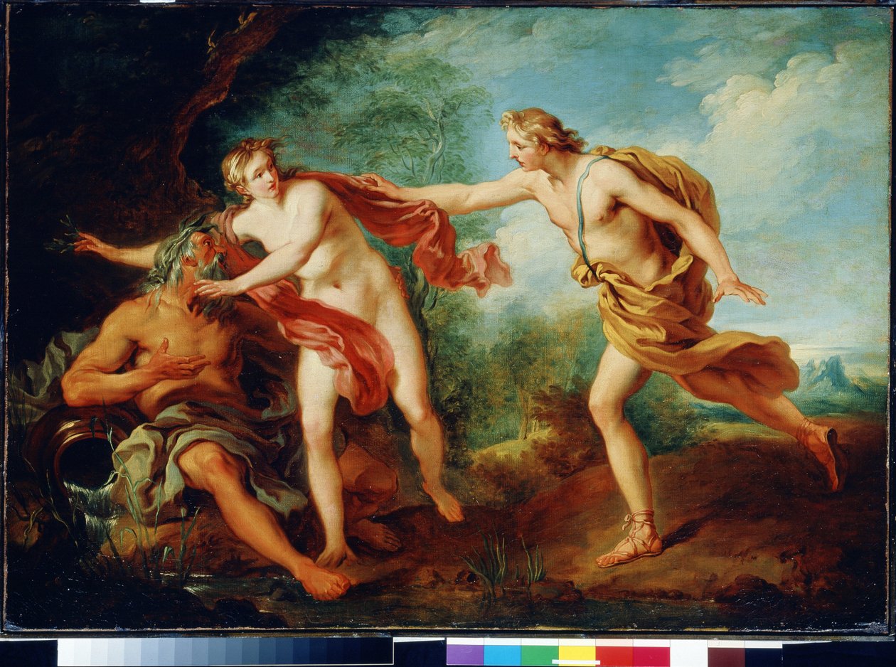 Apollo és Daphne apjával, Penee folyóistennel. Francois Le Moyne (1688-1737) festménye. Olajfestmény. 18. századi francia festészet. Állami Múzeum Arkhangelskoye Estate, Moszkva alkotó: François Lemoyne