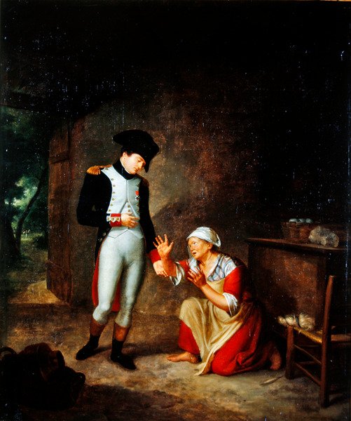 Napóleon meglátogat egy parasztot Brienne külvárosában, 1805. augusztus 4. alkotó: Francois Leroy de Liancourt