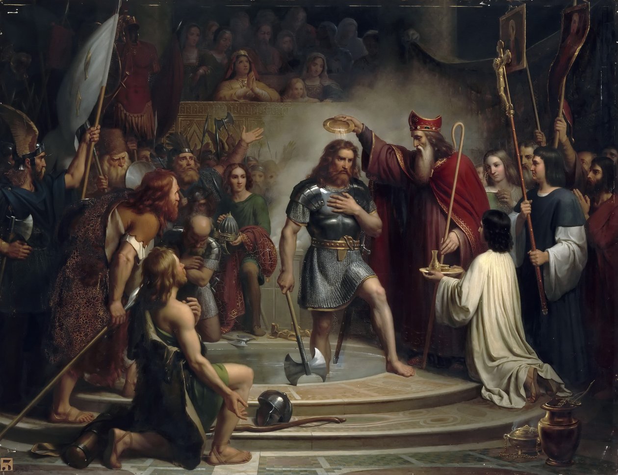Clovis megkeresztelkedése Reimsben, 496. december 25-én alkotó: Francois Louis Dejuinne