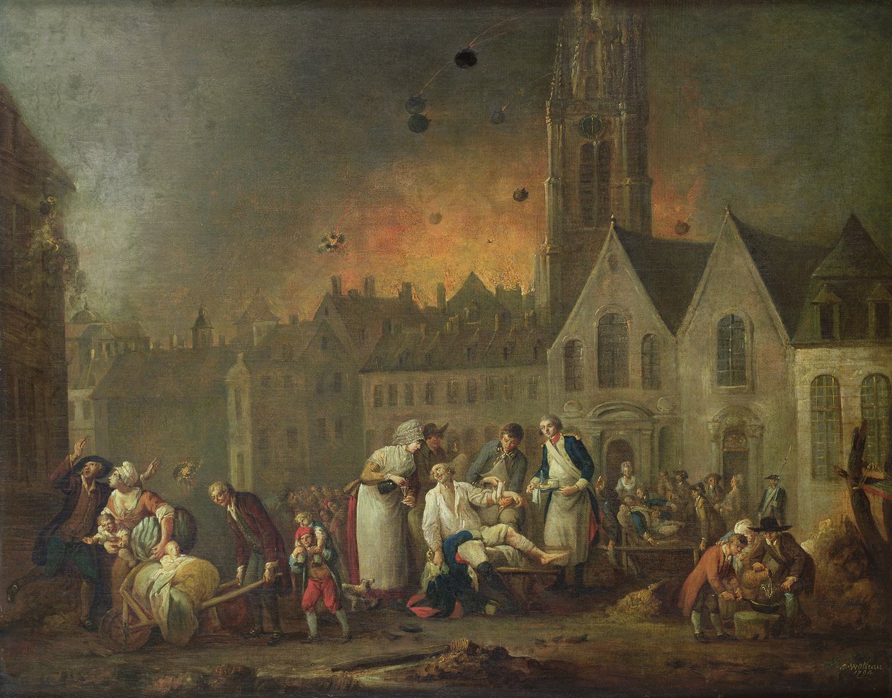 A Grand Place Lille-ben az 1792-es, 1794-es ostrom alatt alkotó: Francois Louis Joseph Watteau