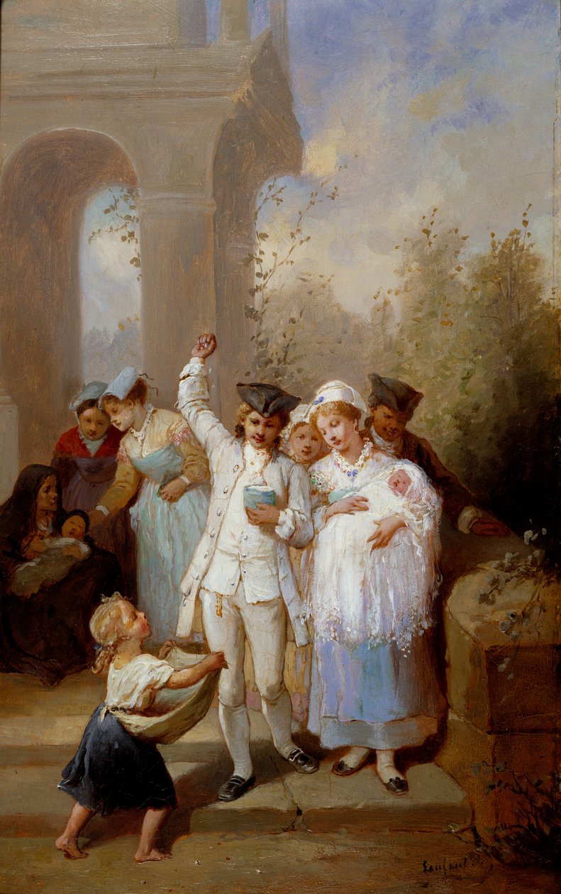 Francois Louis Lanfant keresztelési festménye Lanfant de Metzben (1814-1892) 19. századi magángyűjtemény alkotó: Francois Louis Lanfant de Metz