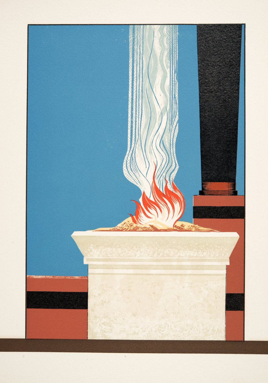 Lángoló fáklya az Aiszkhülosz által elvarázsolt Prometheustól, kocsma. 1941 (sablonnyomat) alkotó: Francois Louis Schmied